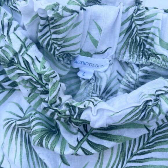 Sigrid Olsen Palm Frond Elastic Waist Linen Blend Shorts Size Large - Picture 7 of 7